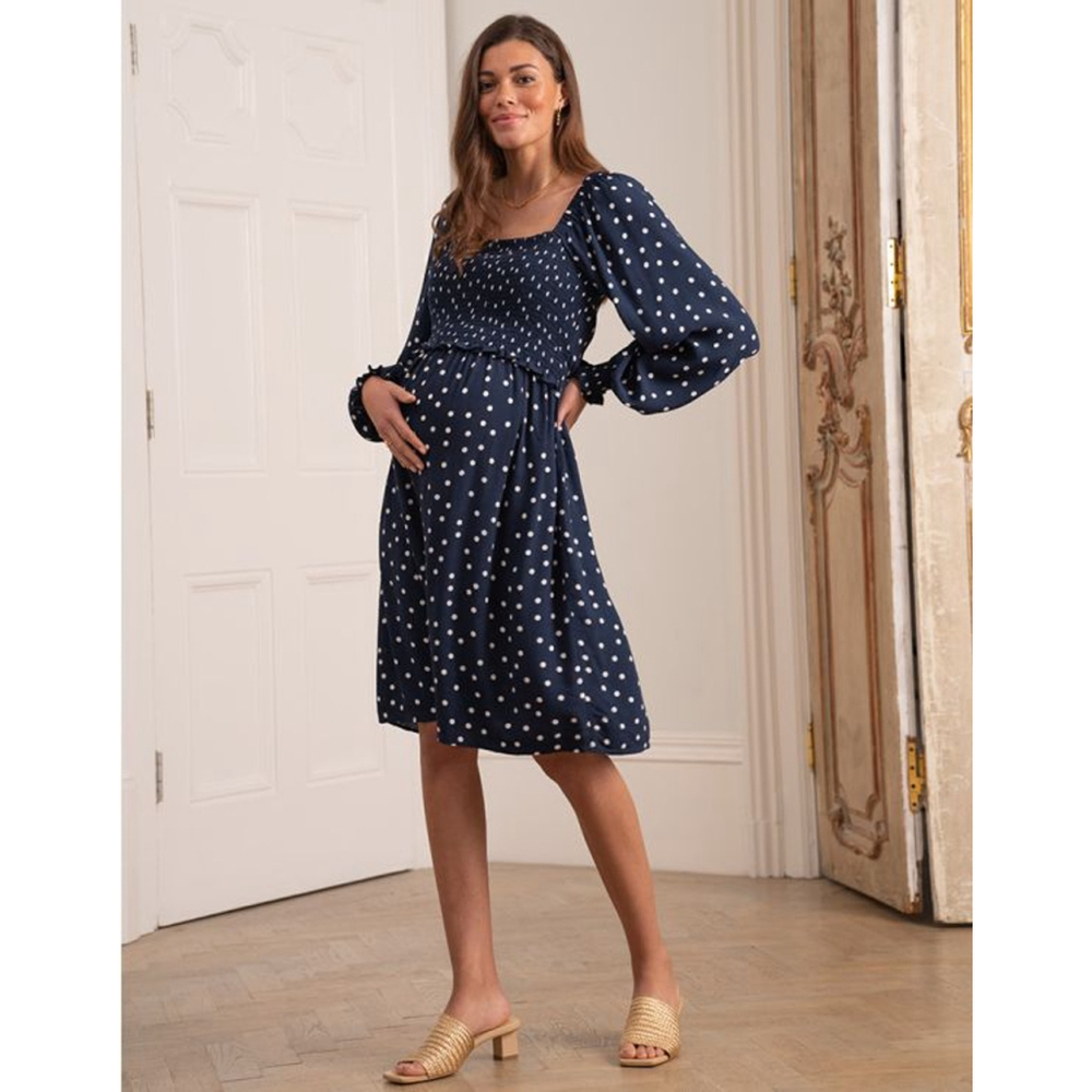 SERAPHINE Maternity Polka Dot Nursing Dress Navy White – Size US 16